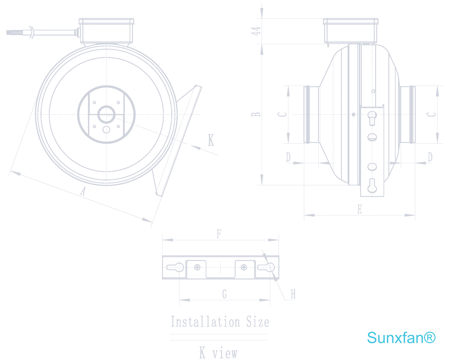 4 Inch Ec Duct Fan — Dimensions