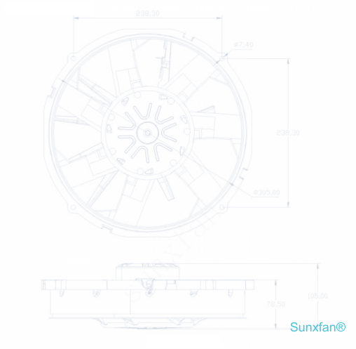 DC305 Axial Fan — 4000 m³/h — Dimensions