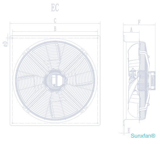 EC960 Axial Fan — 29000 m³/h — Dimensions